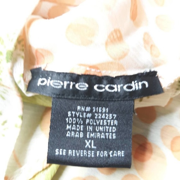 Pierre Cardin XL Tank Top Orange Floral Polka Dot - Picture 5 of 8